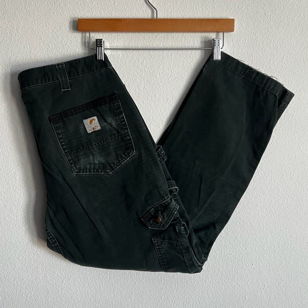 Carhartt faded black cargo work wear carpenter pants